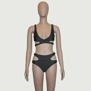 Black Cutout Strappy 2 Piece Bikini Set Size Small Black Swimsuit Vacation Beach
